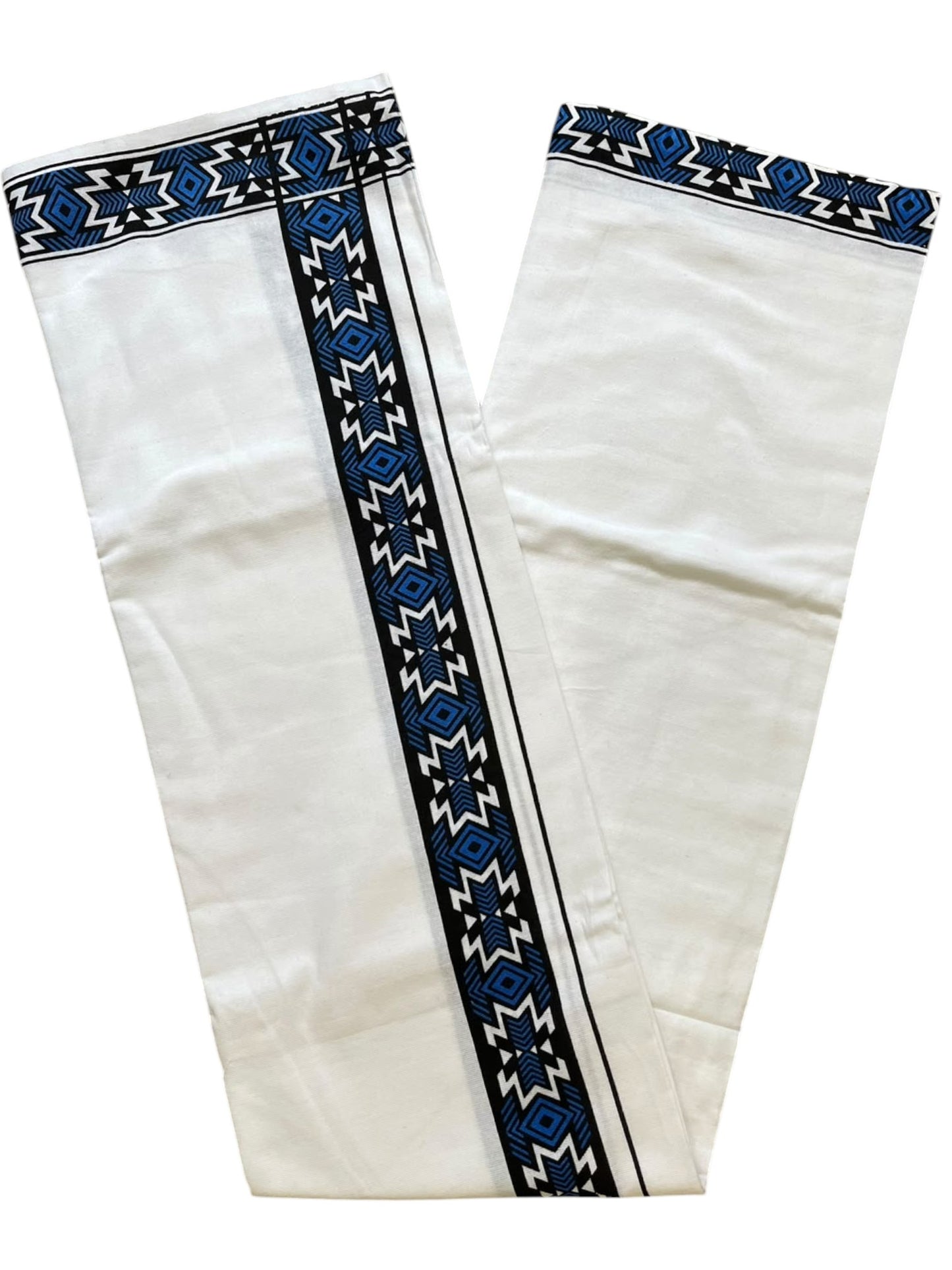 Southloom White Printed Single Mundu / Otta Mundu / Lungi (South Indian Kerala Dhoti)