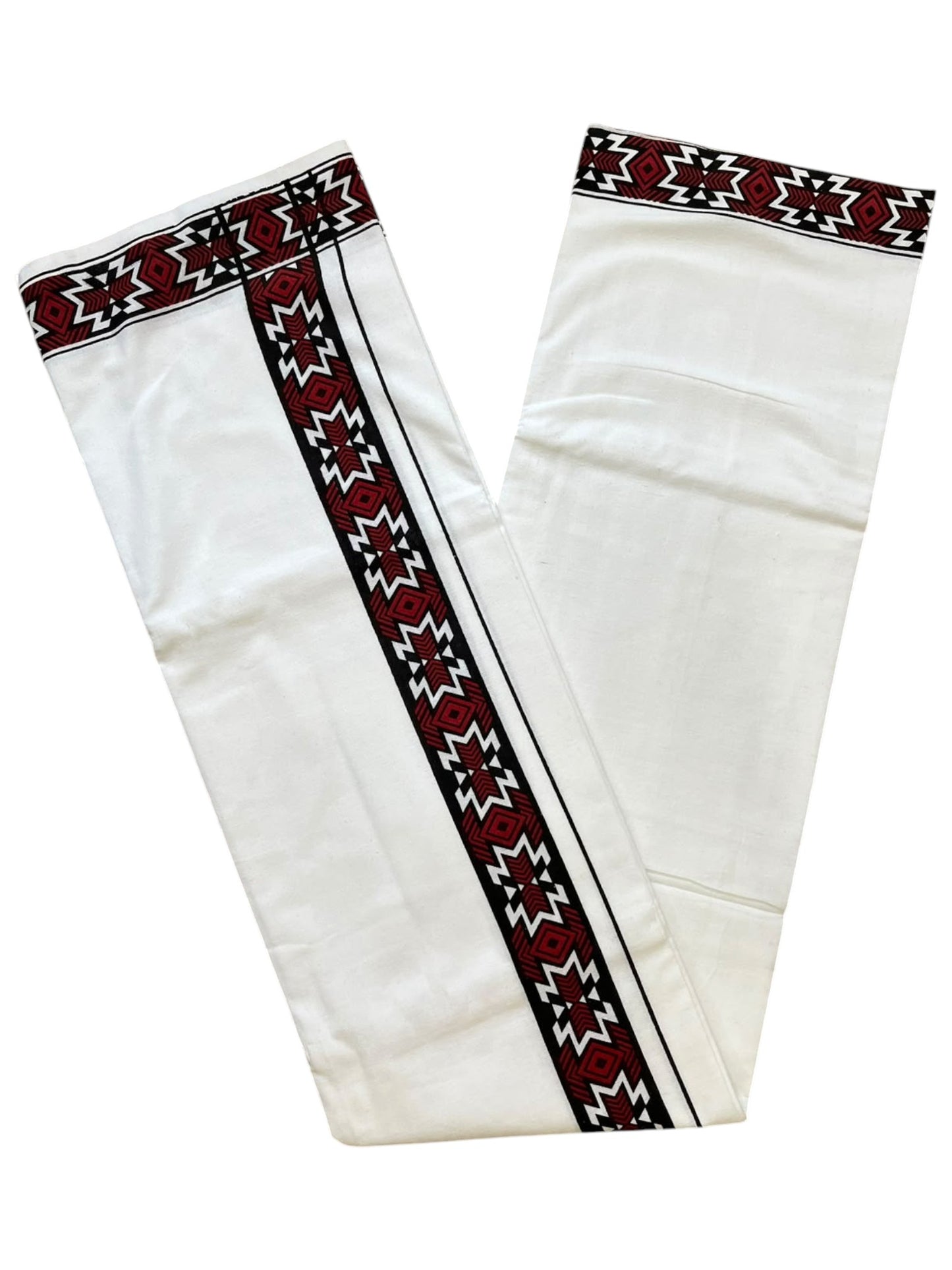 Southloom White Printed Single Mundu / Otta Mundu / Lungi (South Indian Kerala Dhoti)