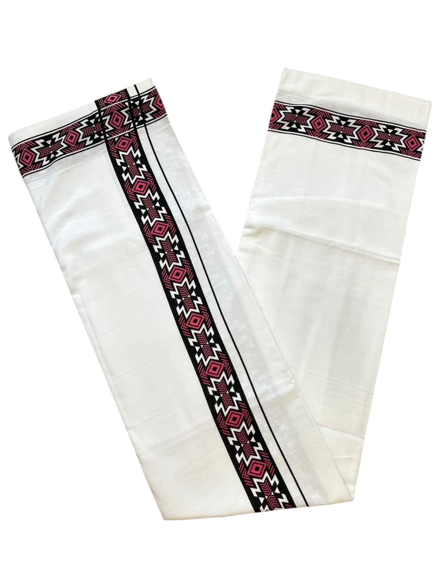 Southloom White Printed Single Mundu / Otta Mundu / Lungi (South Indian Kerala Dhoti)
