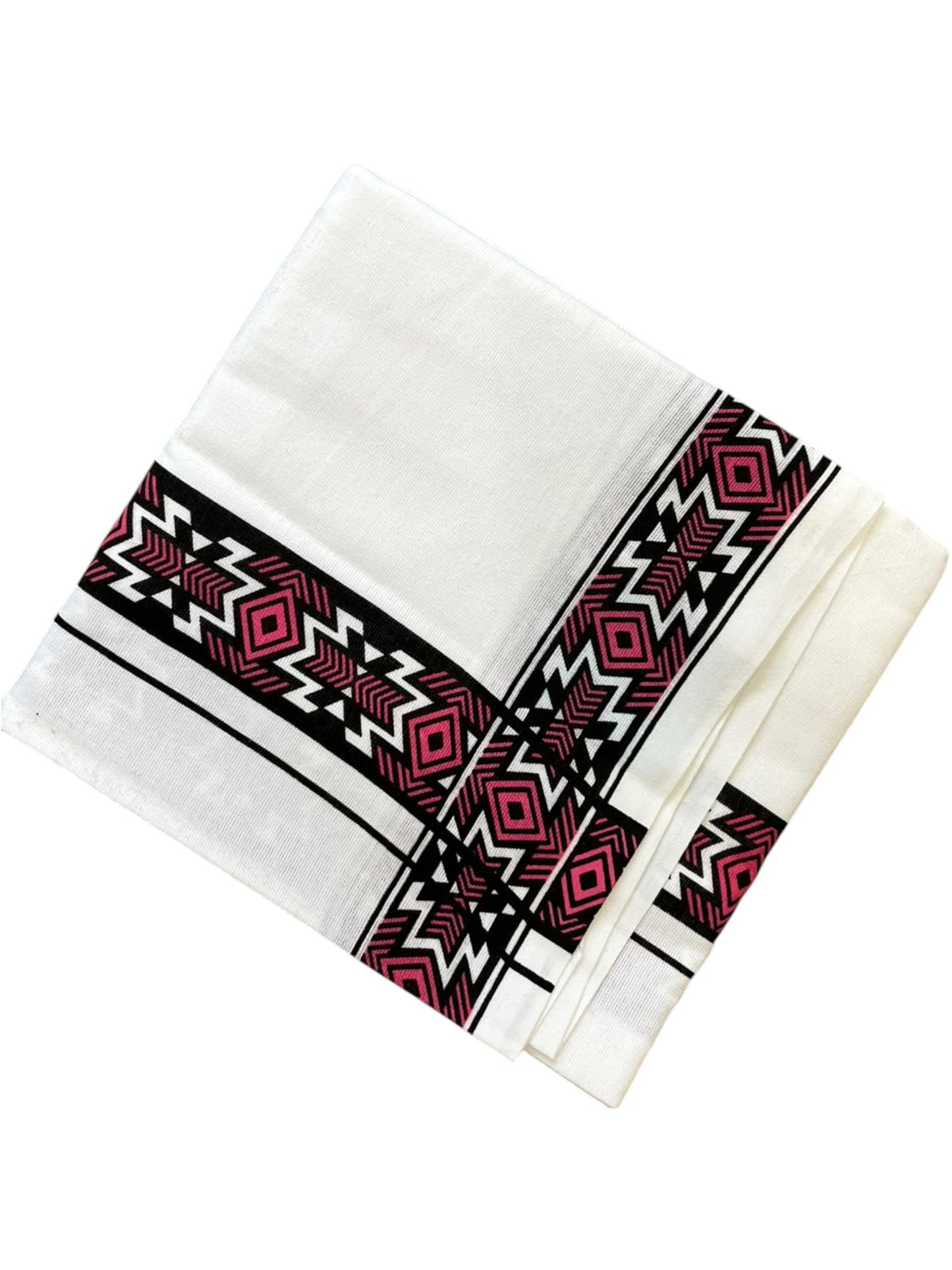 Southloom White Printed Single Mundu / Otta Mundu / Lungi (South Indian Kerala Dhoti)