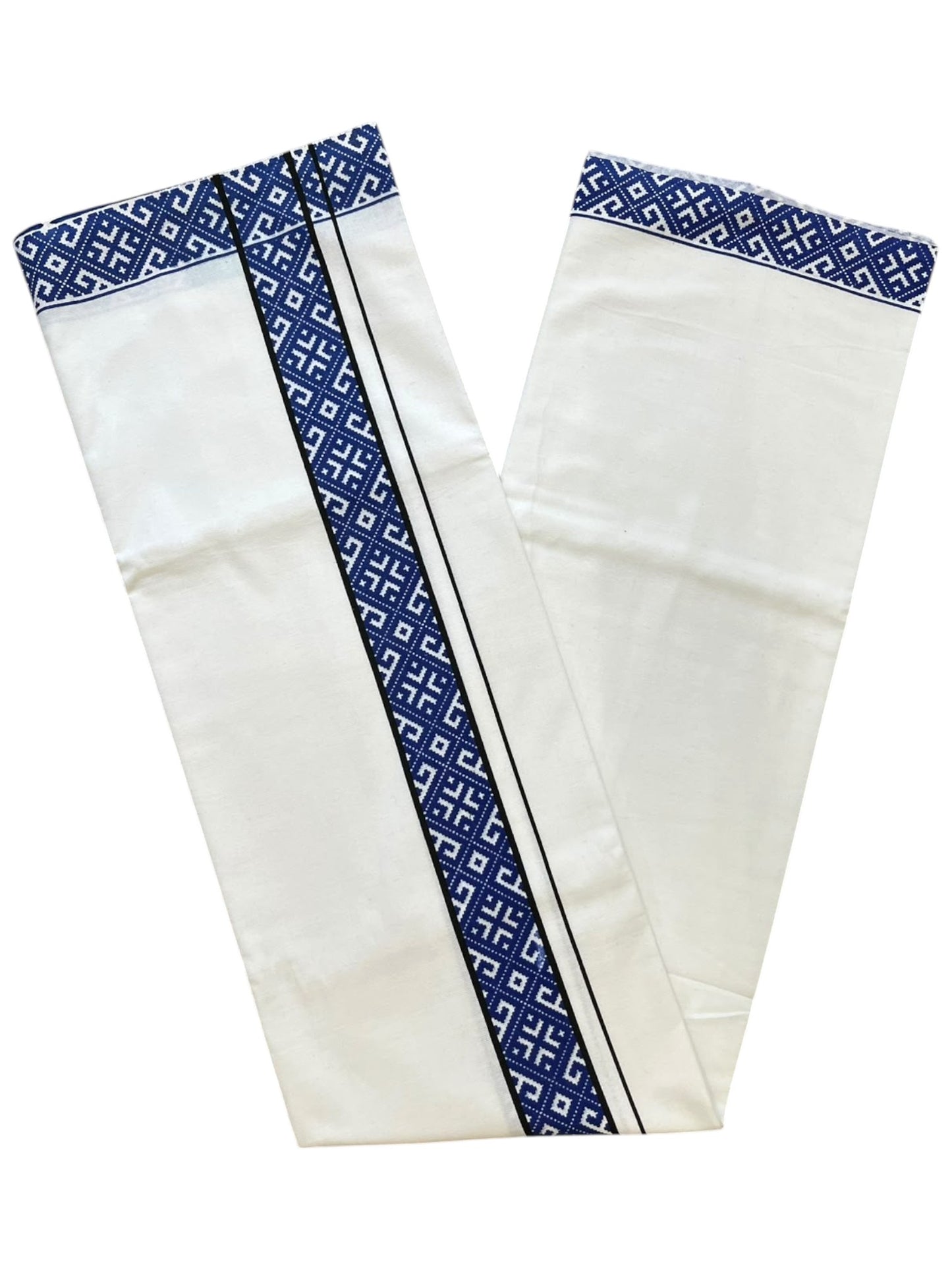 Southloom White Printed Single Mundu / Otta Mundu / Lungi (South Indian Kerala Dhoti)