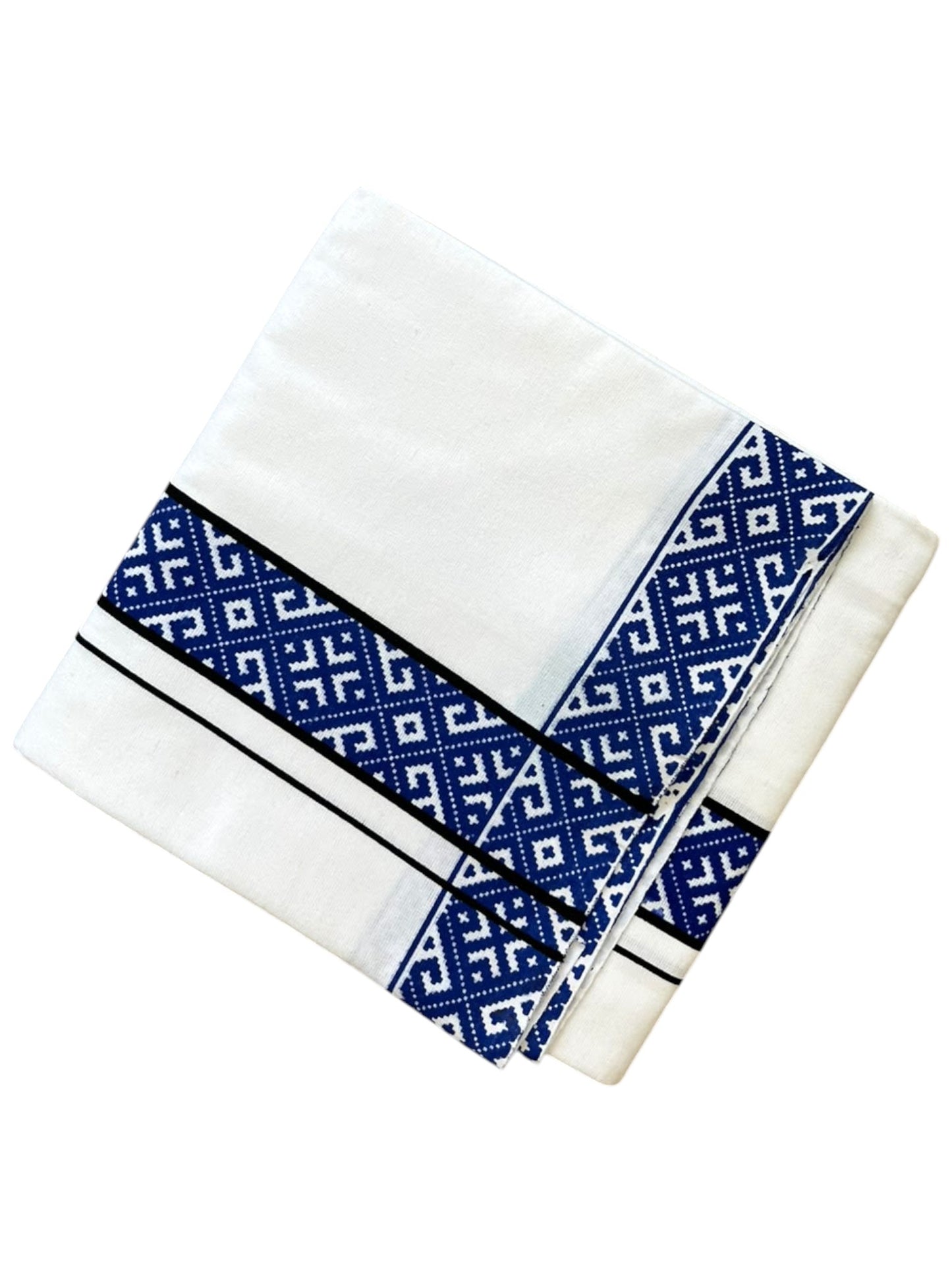 Southloom White Printed Single Mundu / Otta Mundu / Lungi (South Indian Kerala Dhoti)