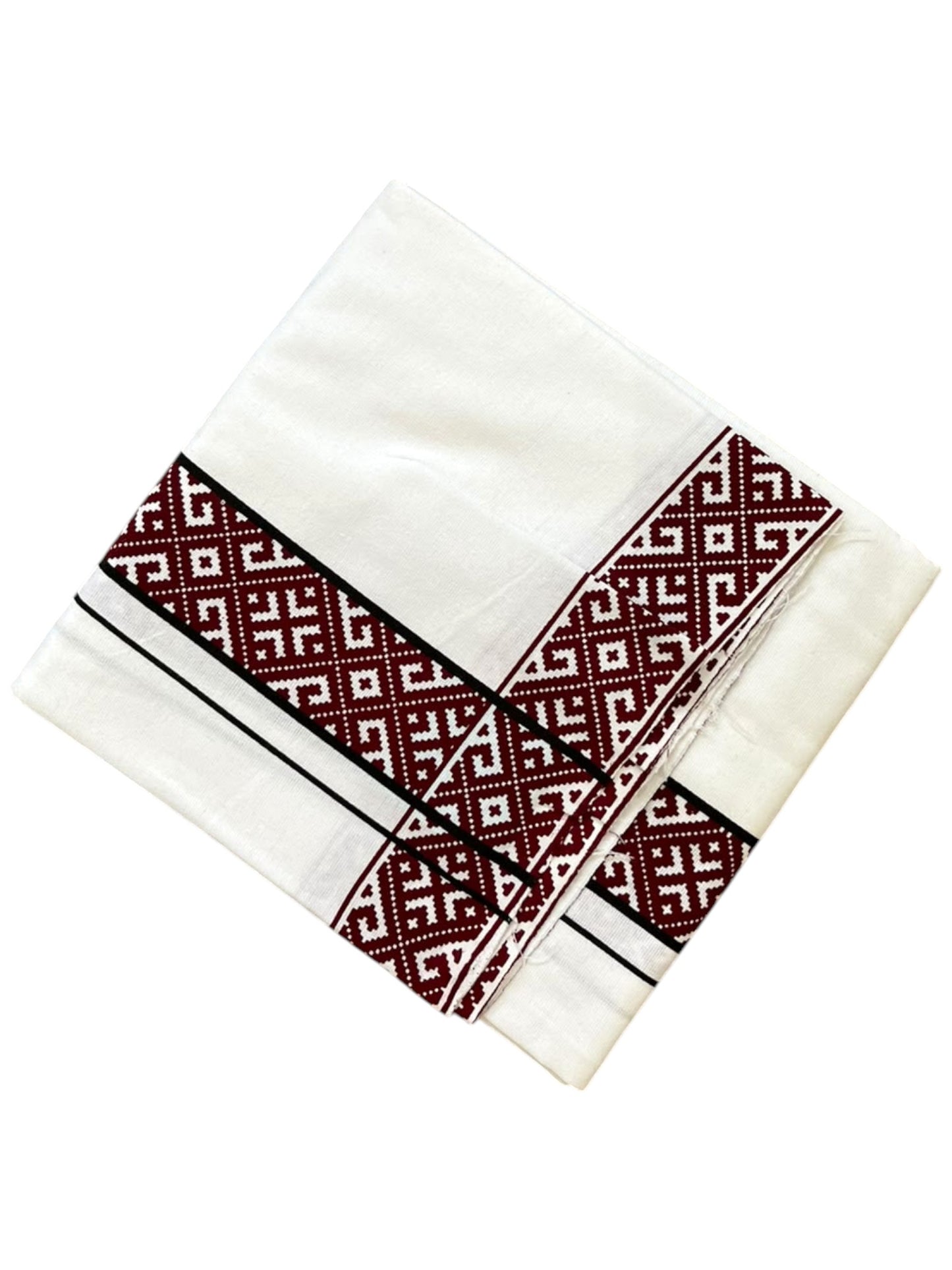 Southloom White Printed Single Mundu / Otta Mundu / Lungi (South Indian Kerala Dhoti)