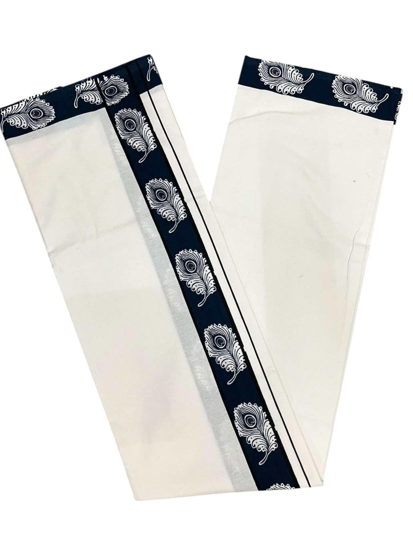Southloom White Printed Single Mundu / Otta Mundu / Lungi (South Indian Kerala Dhoti)