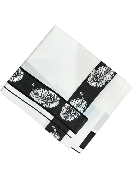 Southloom White Printed Single Mundu / Otta Mundu / Lungi (South Indian Kerala Dhoti)SL598