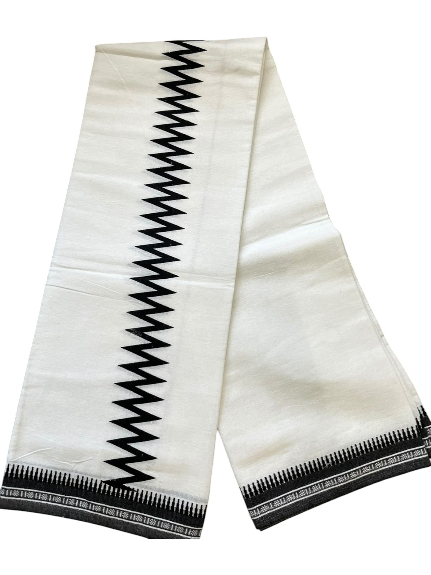 Southloom White Printed Single Mundu / Otta Mundu / Lungi (South Indian Kerala Dhoti)