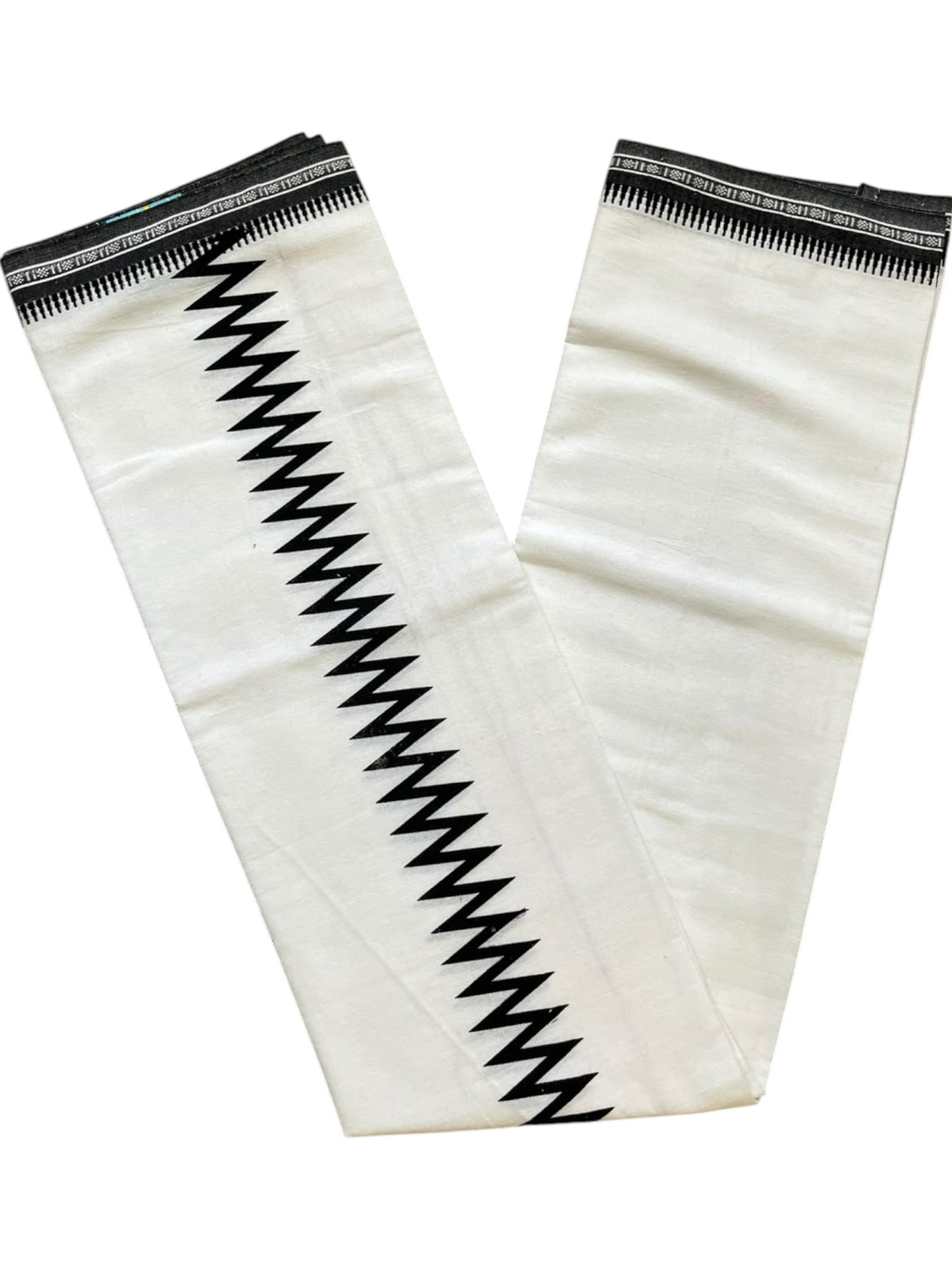 Southloom White Printed Single Mundu / Otta Mundu / Lungi (South Indian Kerala Dhoti)
