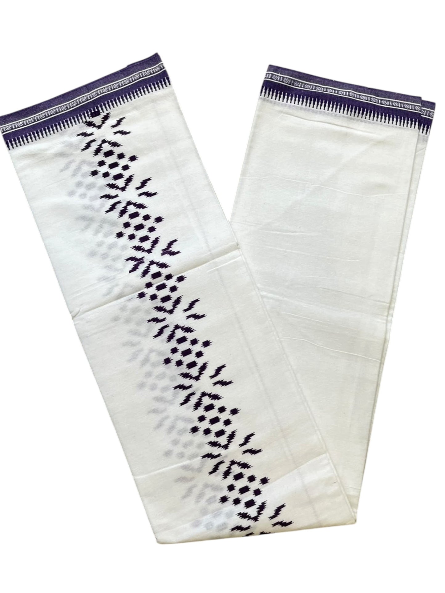 Southloom White Printed Single Mundu / Otta Mundu / Lungi (South Indian Kerala Dhoti)