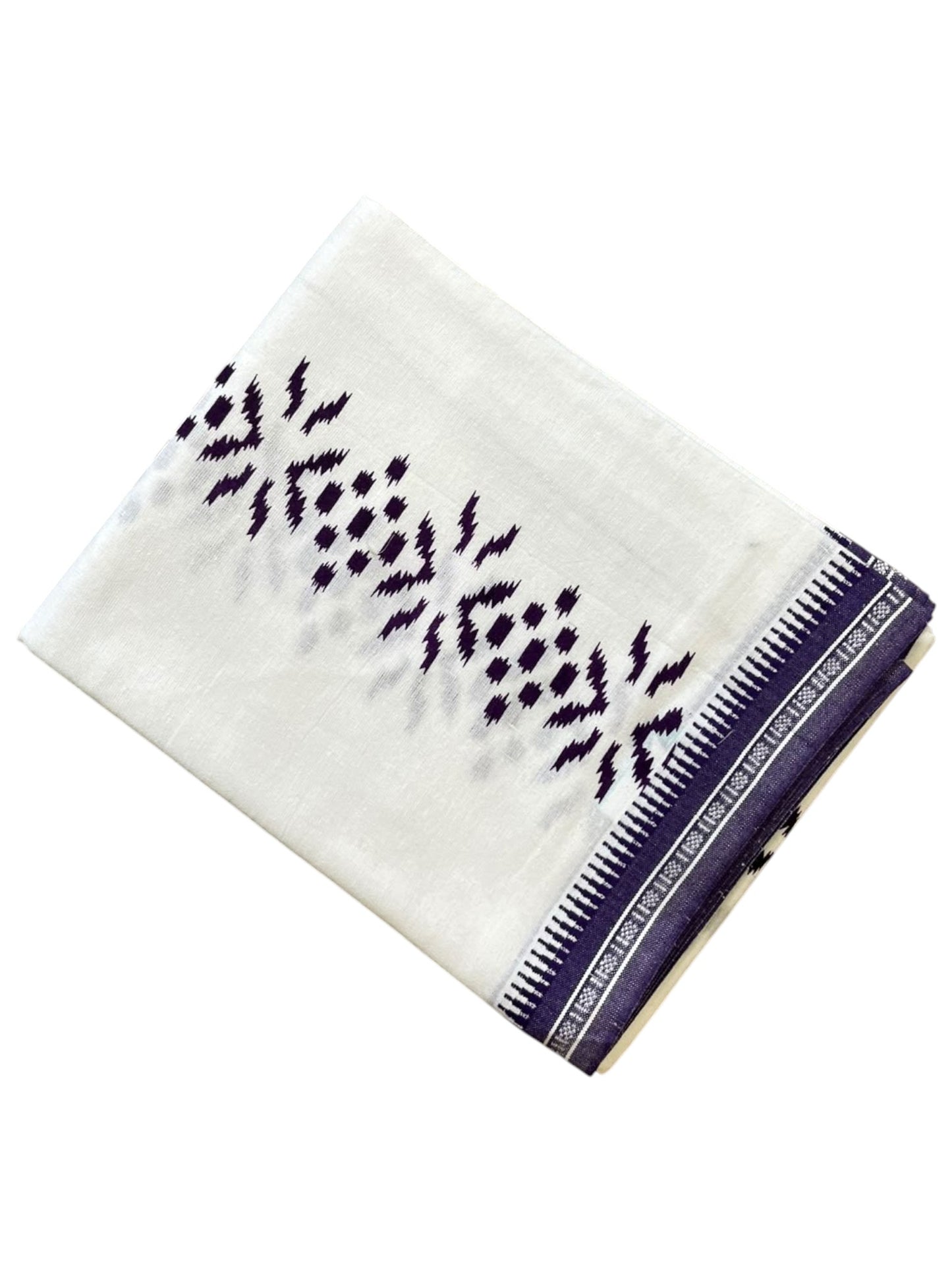 Southloom White Printed Single Mundu / Otta Mundu / Lungi (South Indian Kerala Dhoti)