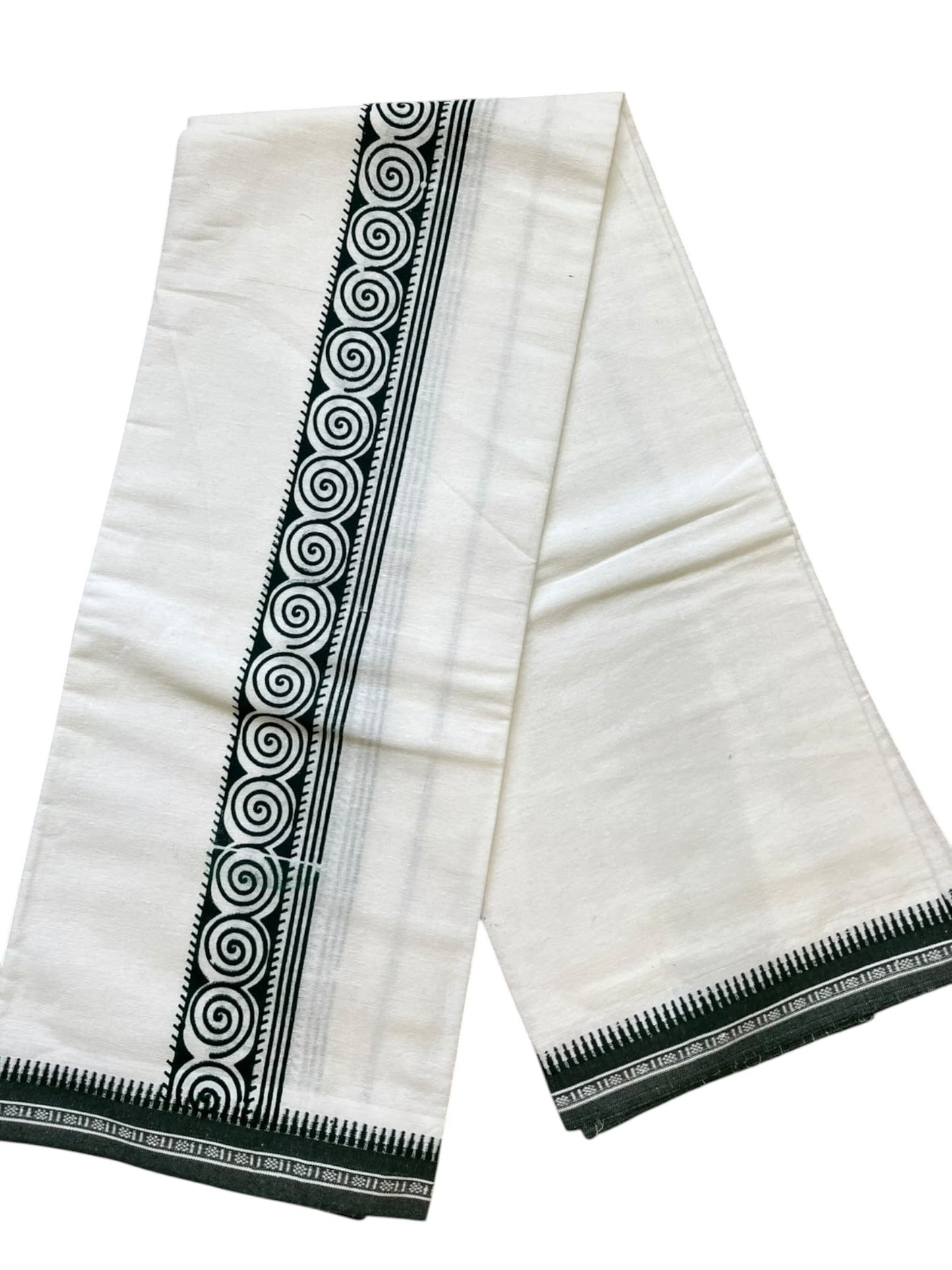 Southloom White Printed Single Mundu / Otta Mundu / Lungi (South Indian Kerala Dhoti)