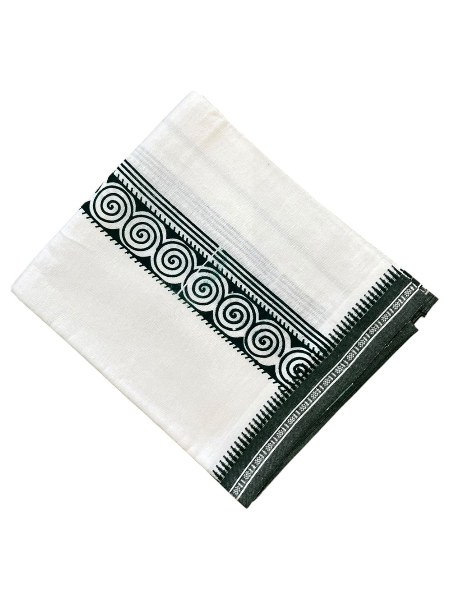 Southloom White Printed Single Mundu / Otta Mundu / Lungi (South Indian Kerala Dhoti)
