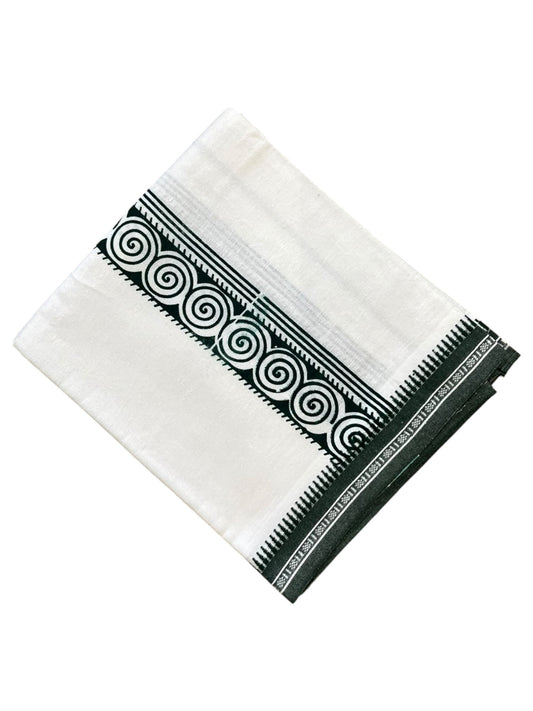 Southloom White Printed Single Mundu / Otta Mundu / Lungi (South Indian Kerala Dhoti)