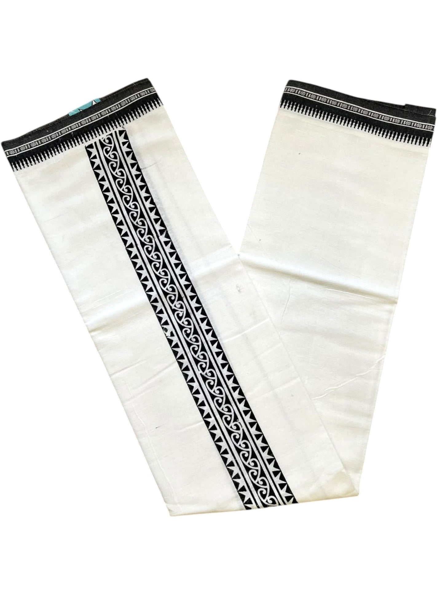 Southloom White Printed Single Mundu / Otta Mundu / Lungi (South Indian Kerala Dhoti)