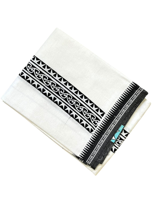 Southloom White Printed Single Mundu / Otta Mundu / Lungi (South Indian Kerala Dhoti)