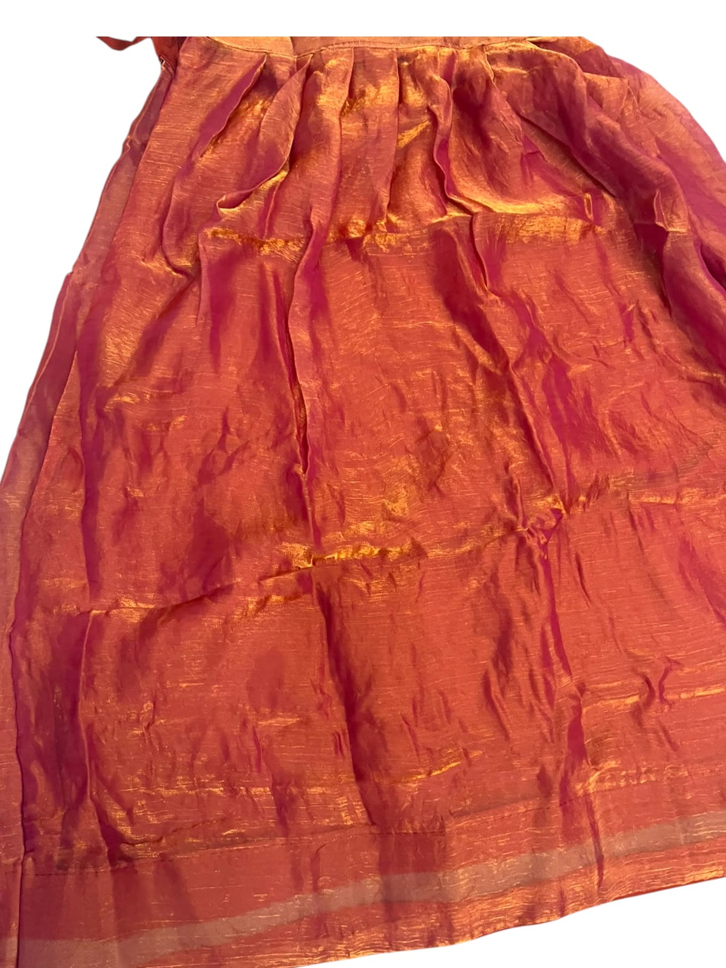 Southloom Stitched Organza Dhavani Set with Pavada and Blouse Piece in Band orange SL595