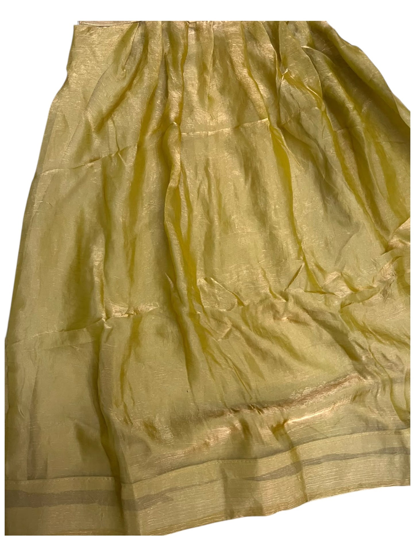 Southloom Stitched Organza Dhavani Set with Pavada and Blouse Piece in Mustard Yellow SL595