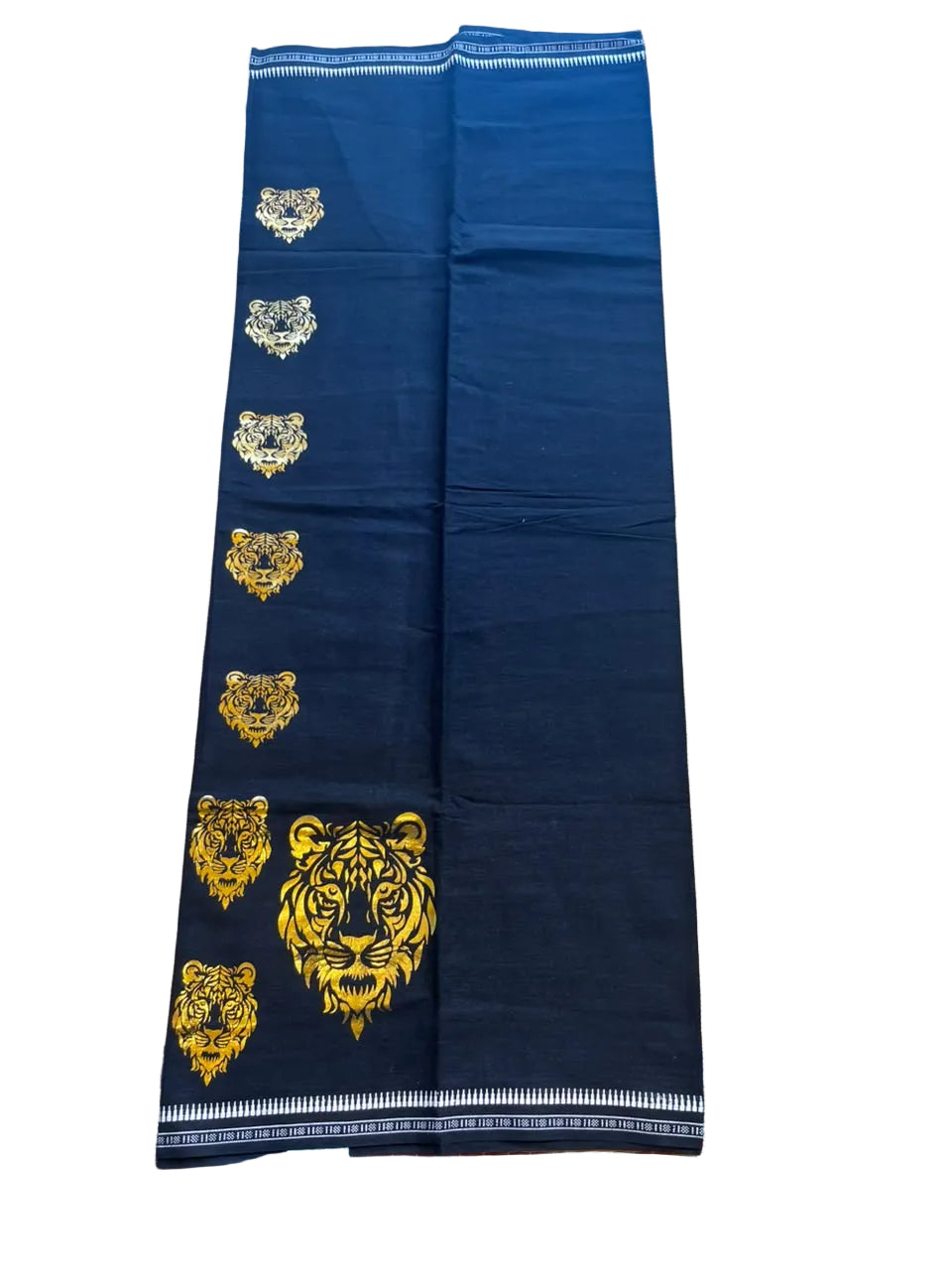 Southloom Black Printed Single Mundu / Otta Mundu / Lungi (South Indian Kerala Dhoti) with Tiger PrintSL580