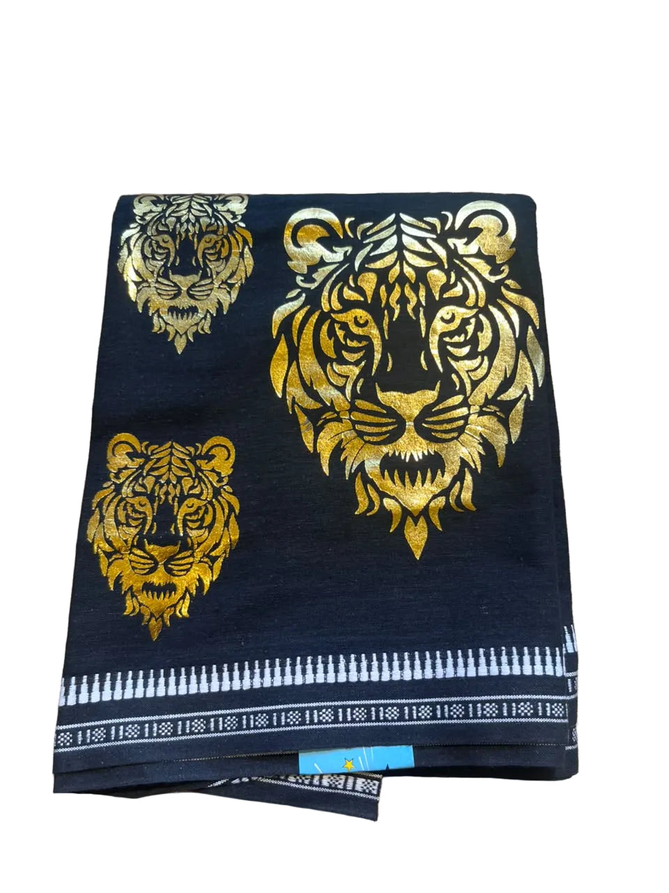 Southloom Black Printed Single Mundu / Otta Mundu / Lungi (South Indian Kerala Dhoti) with Tiger PrintSL580