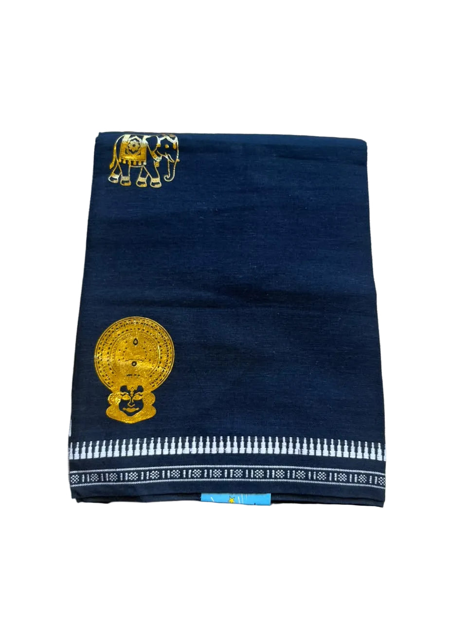 Southloom Black Printed Single Mundu / Otta Mundu / Lungi (South Indian Kerala Dhoti) with Malayali PrintSL580
