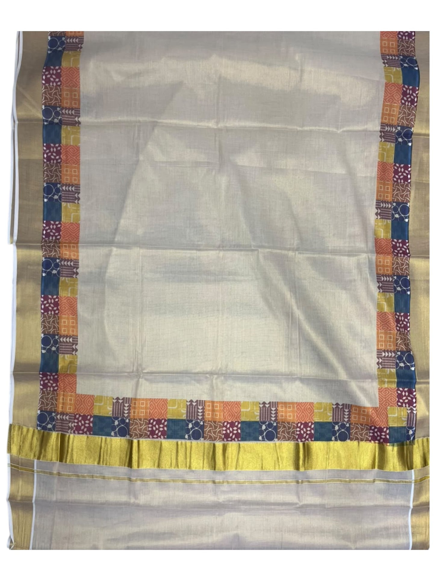 Southloom Kerala Tissue Kasavu Saree in Madras Check Design SL600