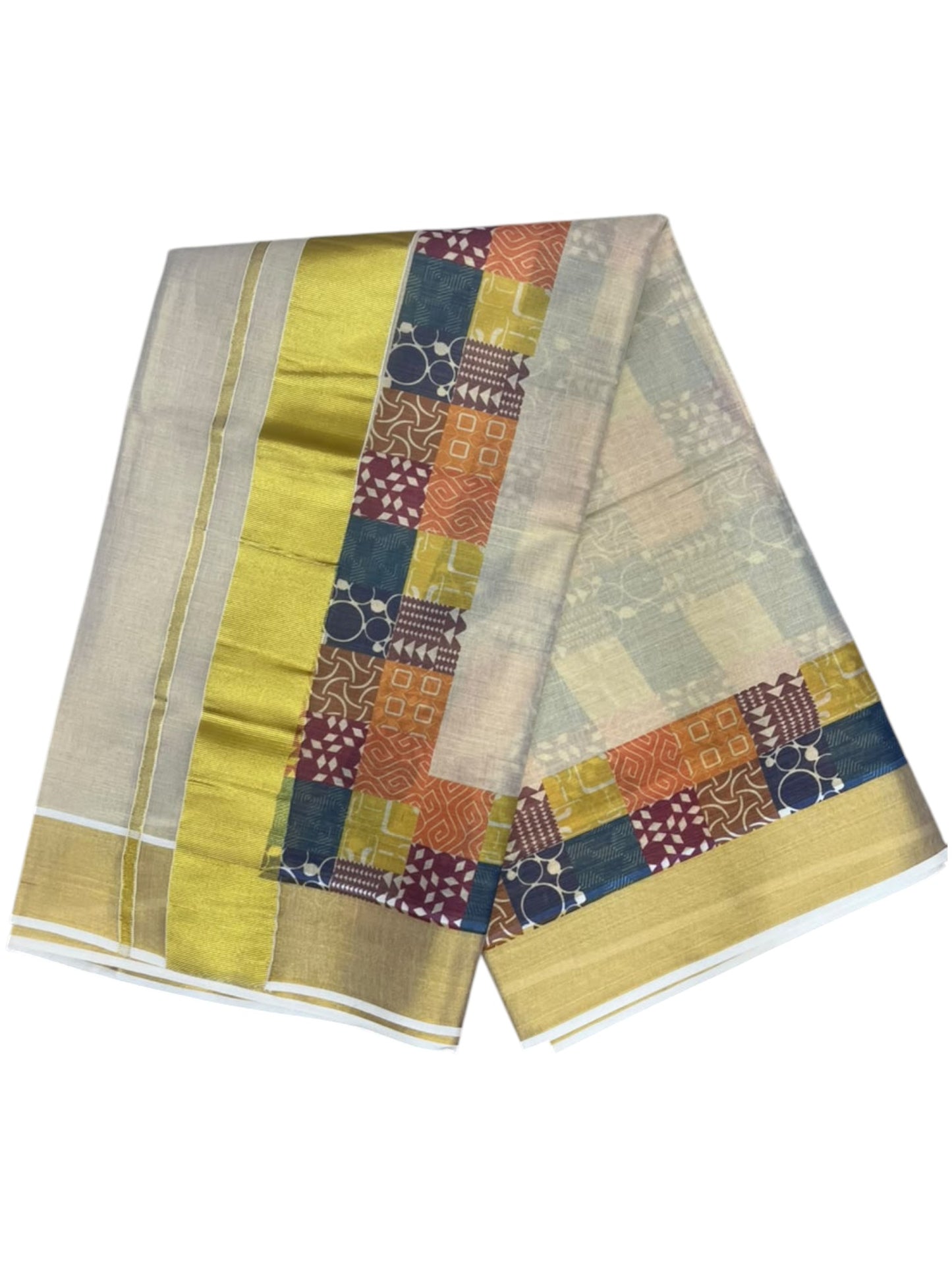 Southloom Kerala Tissue Kasavu Saree in Madras Check Design SL600
