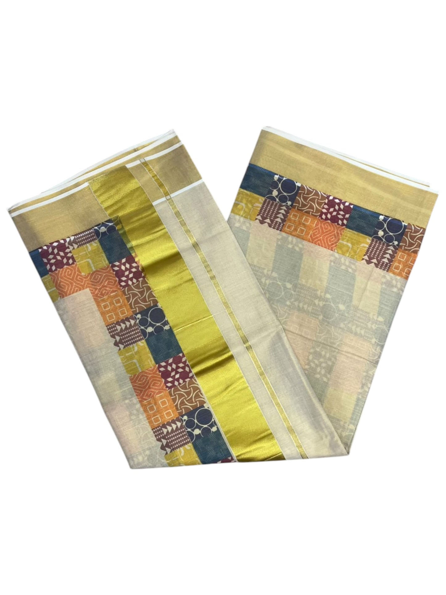 Southloom Kerala Tissue Kasavu Saree in Madras Check Design SL600