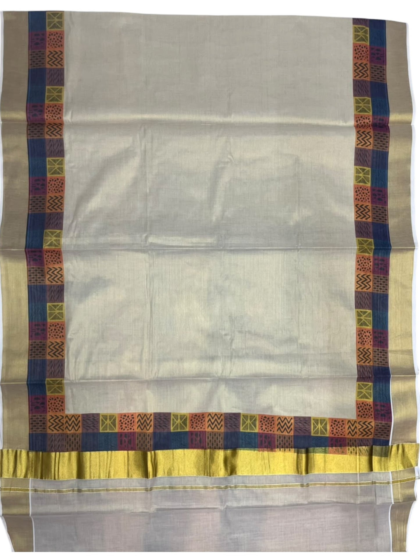 Southloom Kerala Tissue Kasavu Saree in Madras Check Design SL600