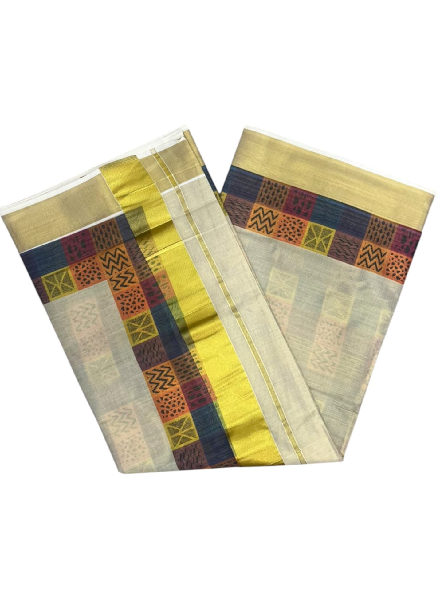 Southloom Kerala Tissue Kasavu Saree in Madras Check Design SL600