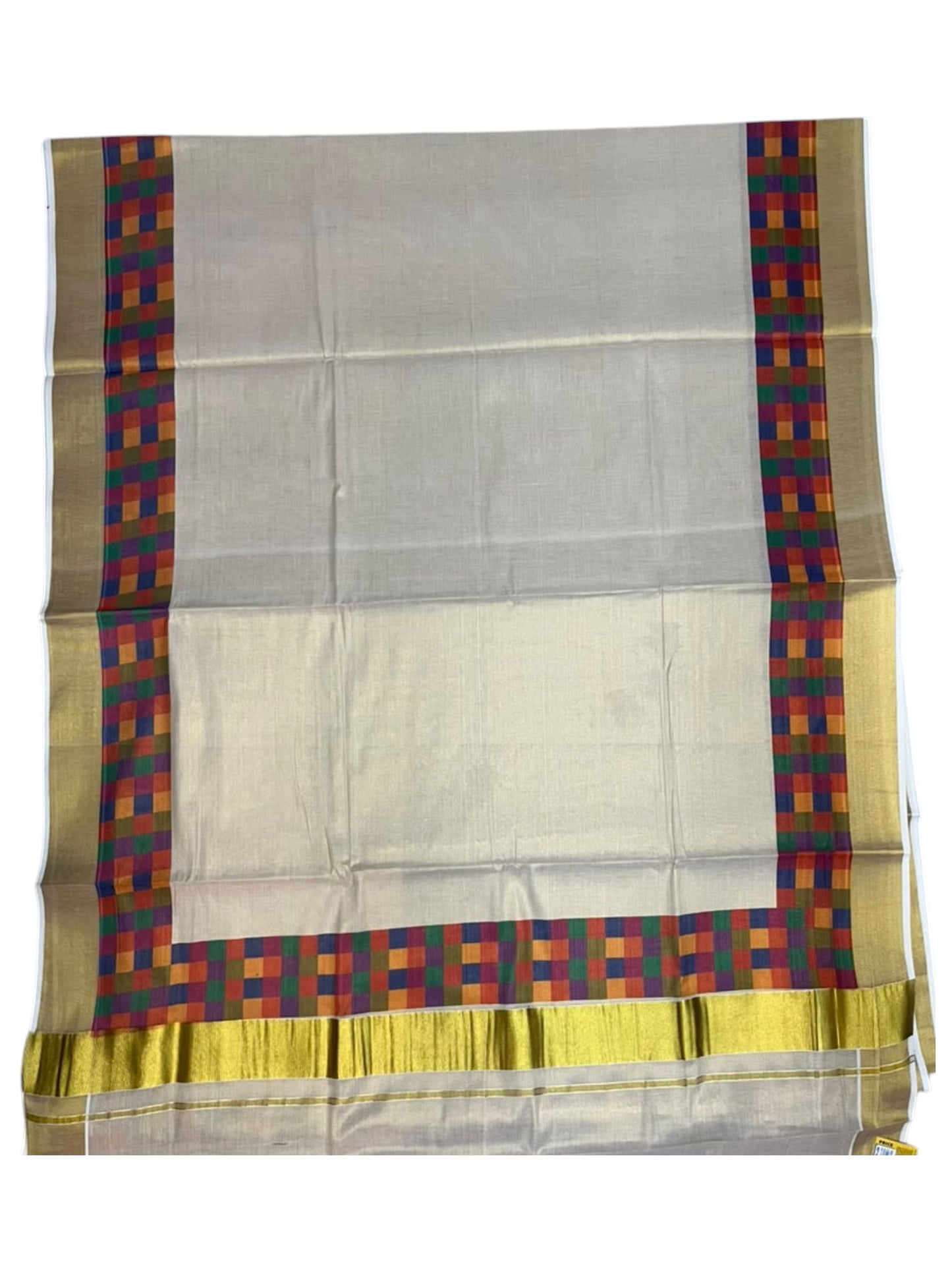Southloom Kerala Tissue Kasavu Saree in Madras Check Design SL600