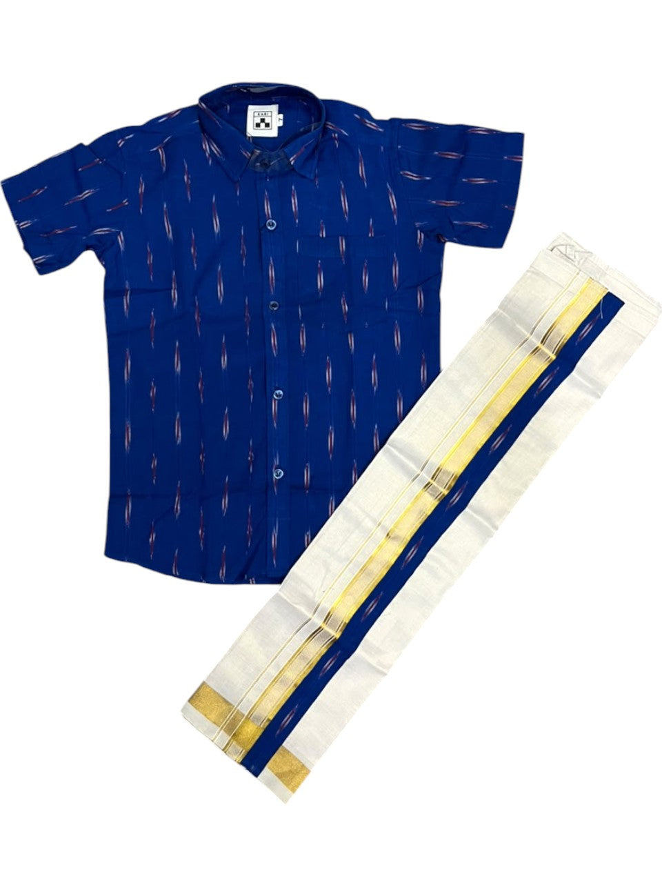Southloom Tissue Ikat Printed Kids's Combo (Shirt + Velcro Mundu) SLKCOMBO