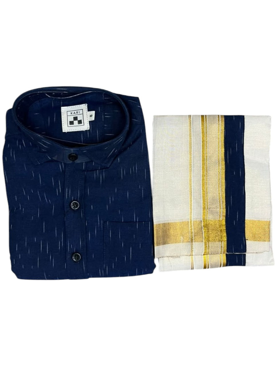 Southloom Tissue Ikat Printed Kids's Combo (Shirt + Velcro Mundu) SLKCOMBO