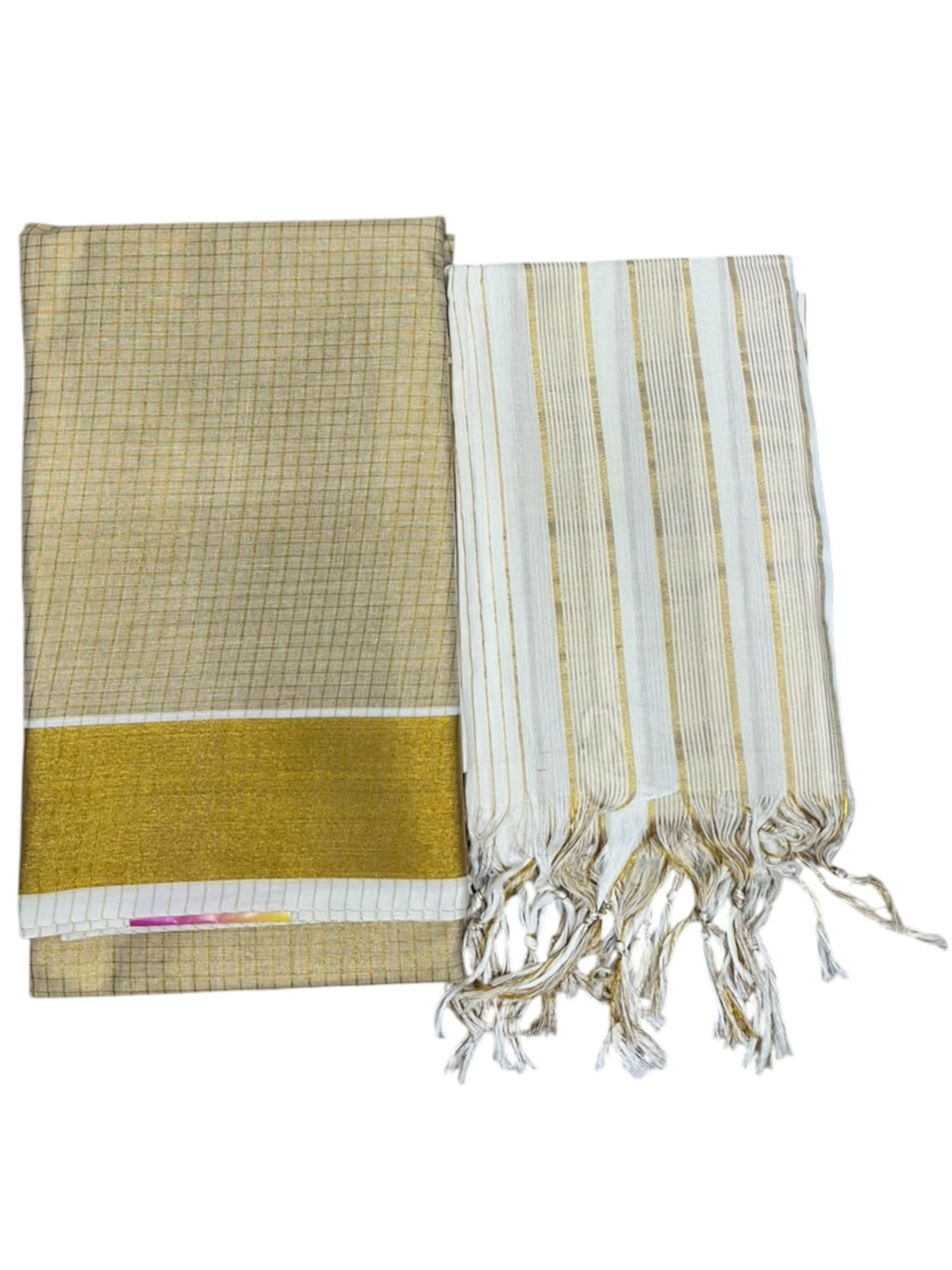 Southloom Kerala Tissue Churidar Salwar Material with  Check Designs (include Shawl / Dupatta)