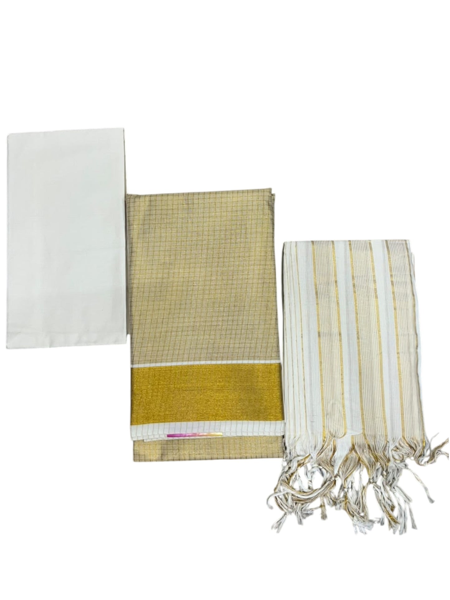 Southloom Kerala Tissue Churidar Salwar Material with  Check Designs (include Shawl / Dupatta)
