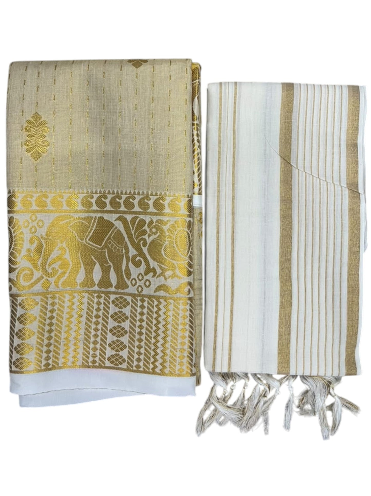 Southloom Kerala Tissue Churidar Salwar Material with Woven Work  (include Shawl / Dupatta)