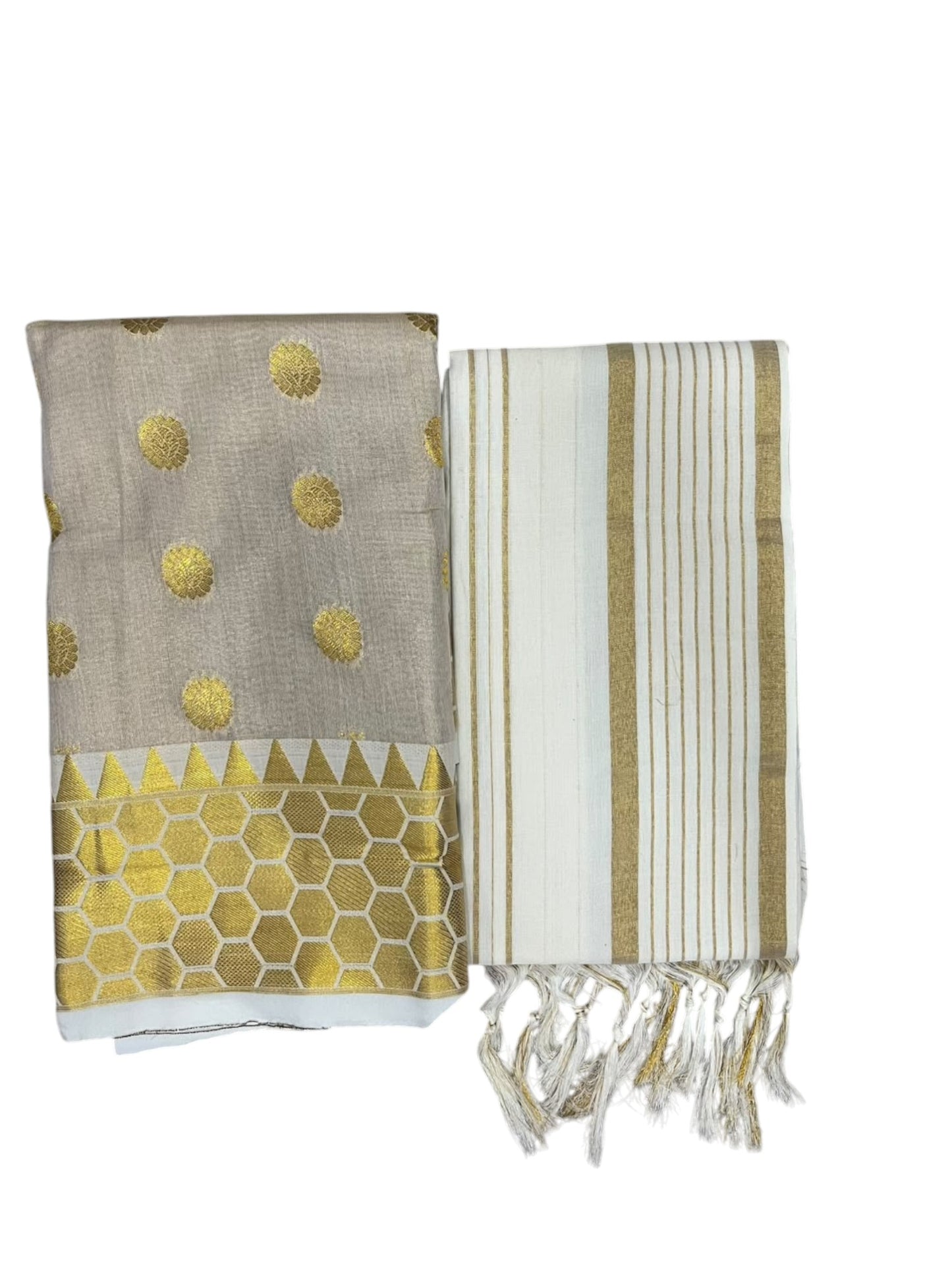 Southloom Kerala Tissue Churidar Salwar Material with Woven Work  (include Shawl / Dupatta) SL601