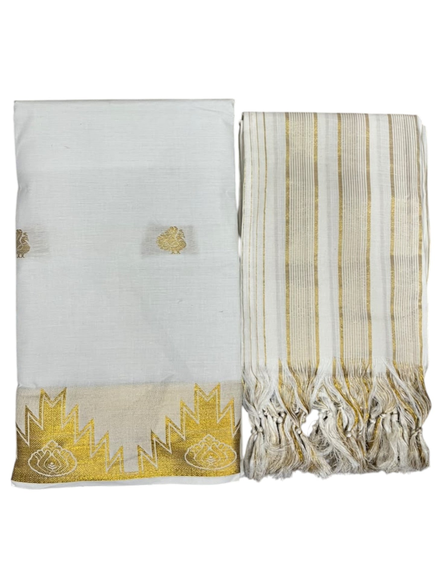Southloom™ Cotton Churidar Salwar Suit Unstiched Material with Woven Design in Temple Border  (include Lines Shawl / Dupatta)