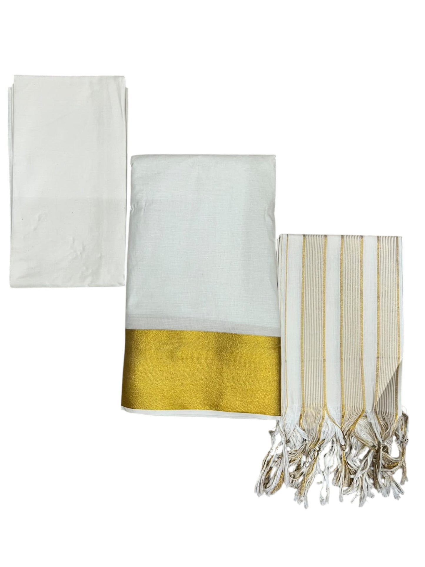 Southloom™ Cotton Churidar Salwar Suit Unstiched Material with Kasavu Border  (include Lines Shawl / Dupatta)