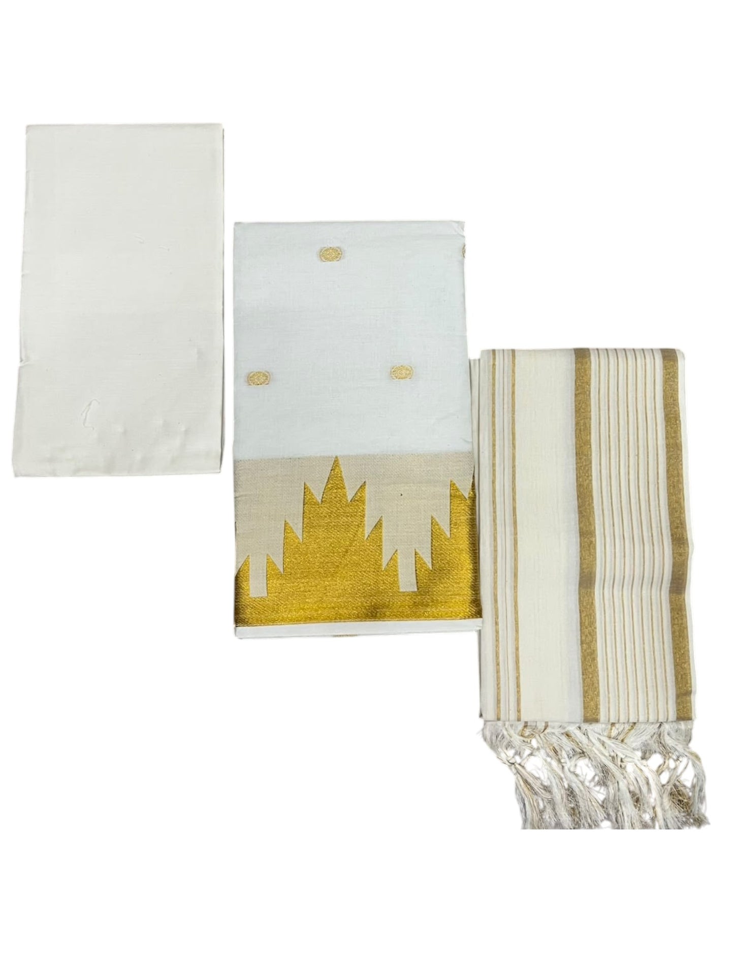 Southloom™ Cotton Churidar Salwar Suit Unstiched Material with Woven Design in Temple Border  (include Lines Shawl / Dupatta)