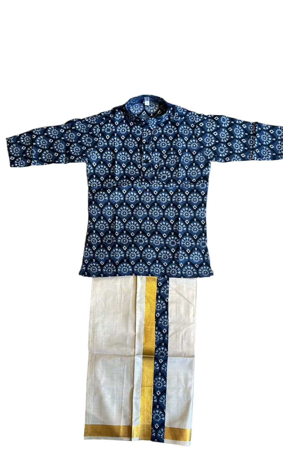Southloom Ajrakh Printed Kids's Combo (Cotton Kurta + Tissue Velcro Mundu) SLKCOMBO