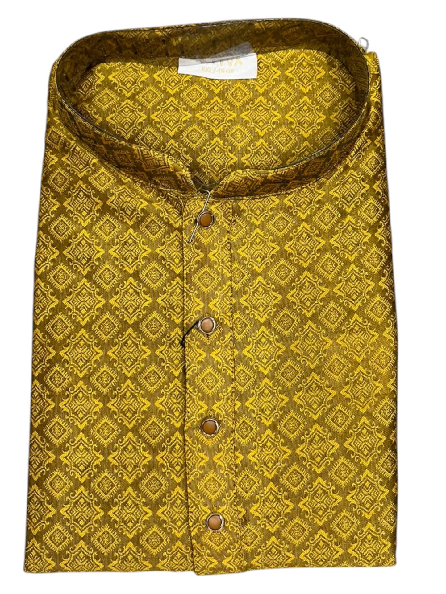 Southloom Yellow Woven Semi Silk Short Kurta for Men SL590