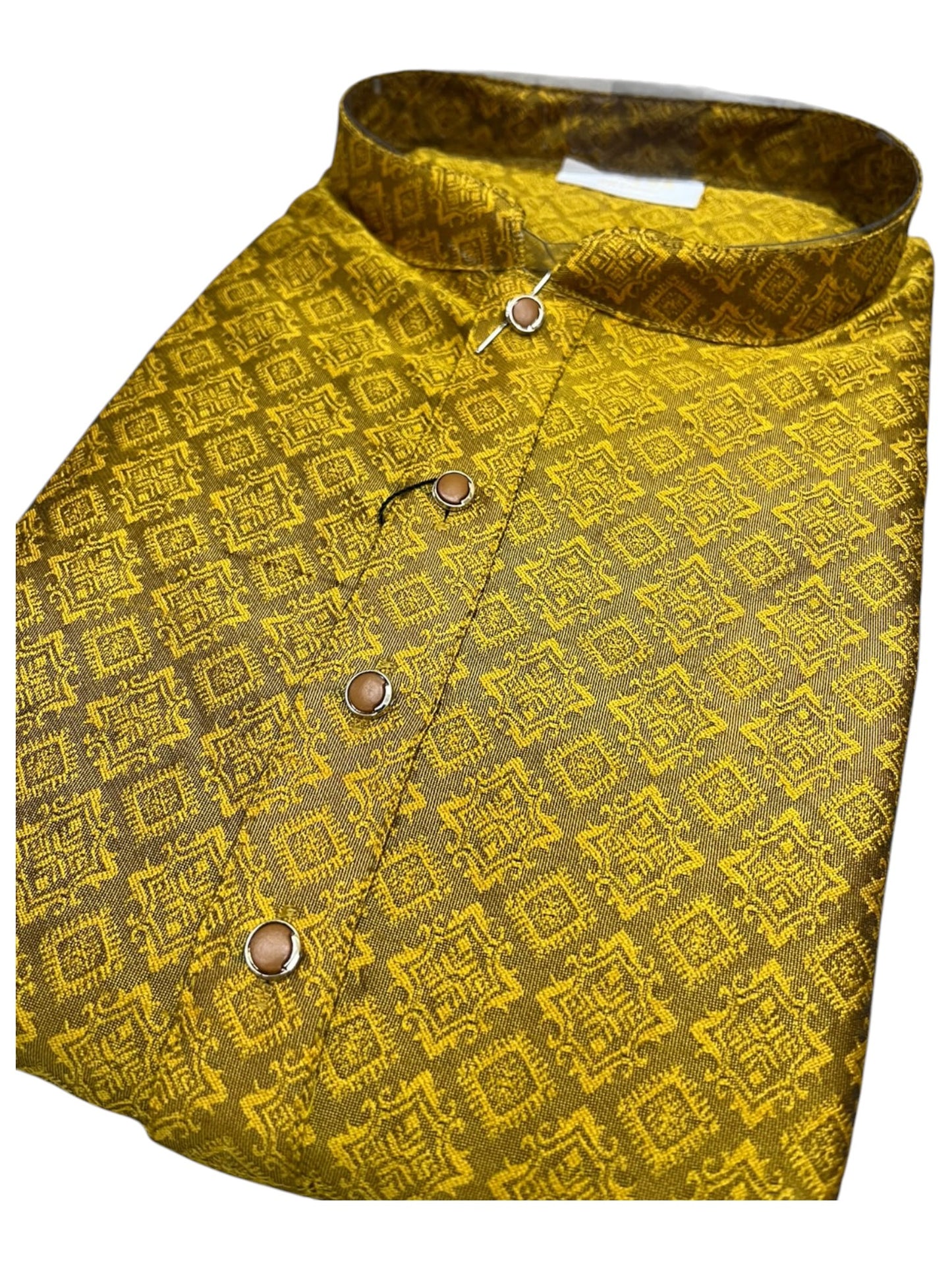 Southloom Yellow Woven Semi Silk Short Kurta for Men SL590