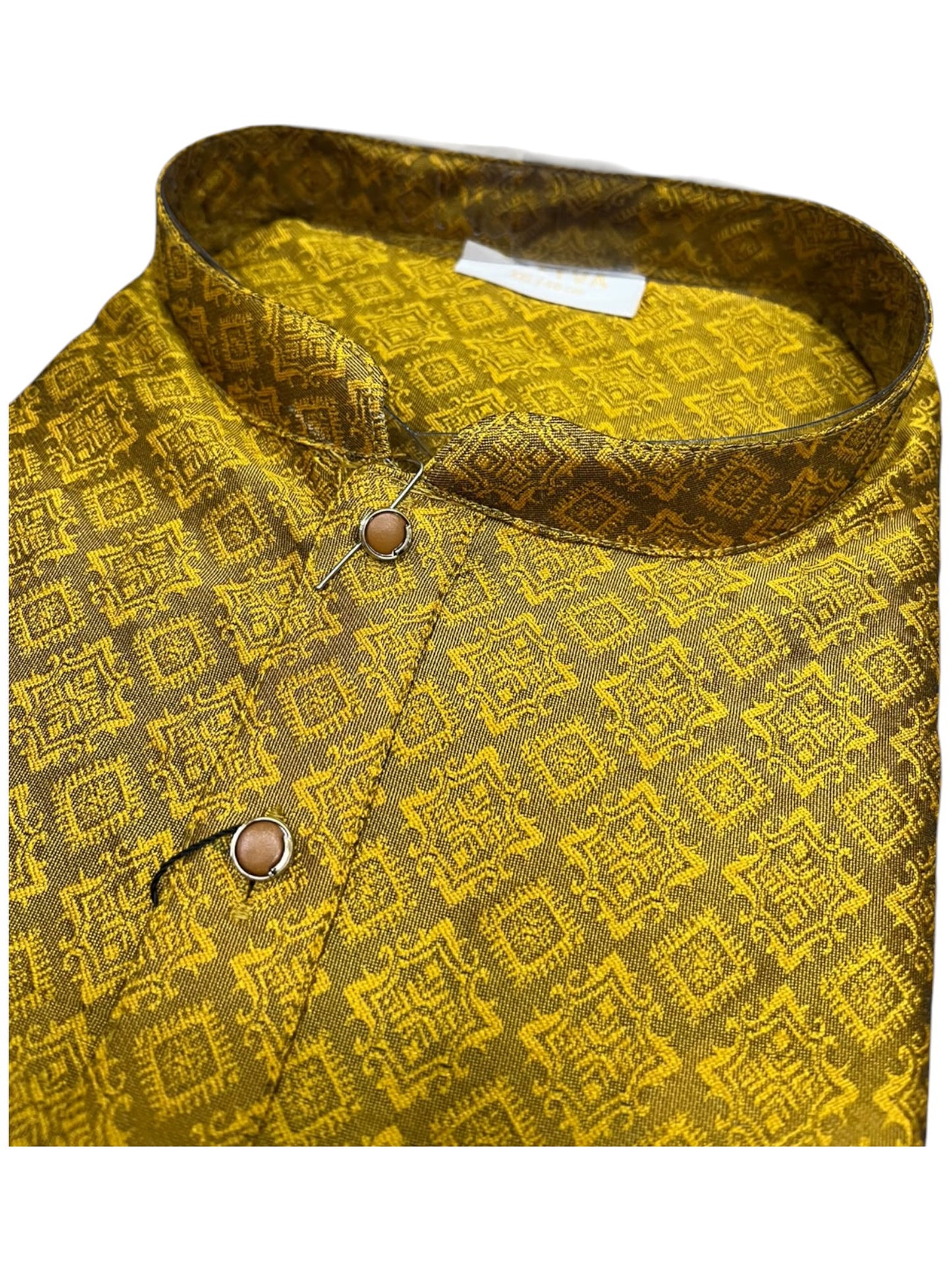 Southloom Yellow Woven Semi Silk Short Kurta for Men SL590
