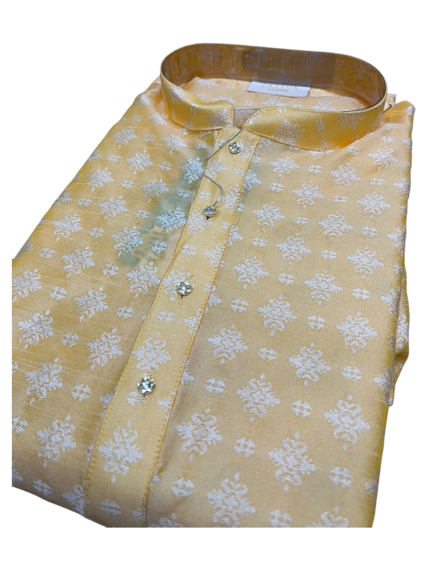 Southloom Yellow Woven Semi Silk Short Kurta for Men SL590