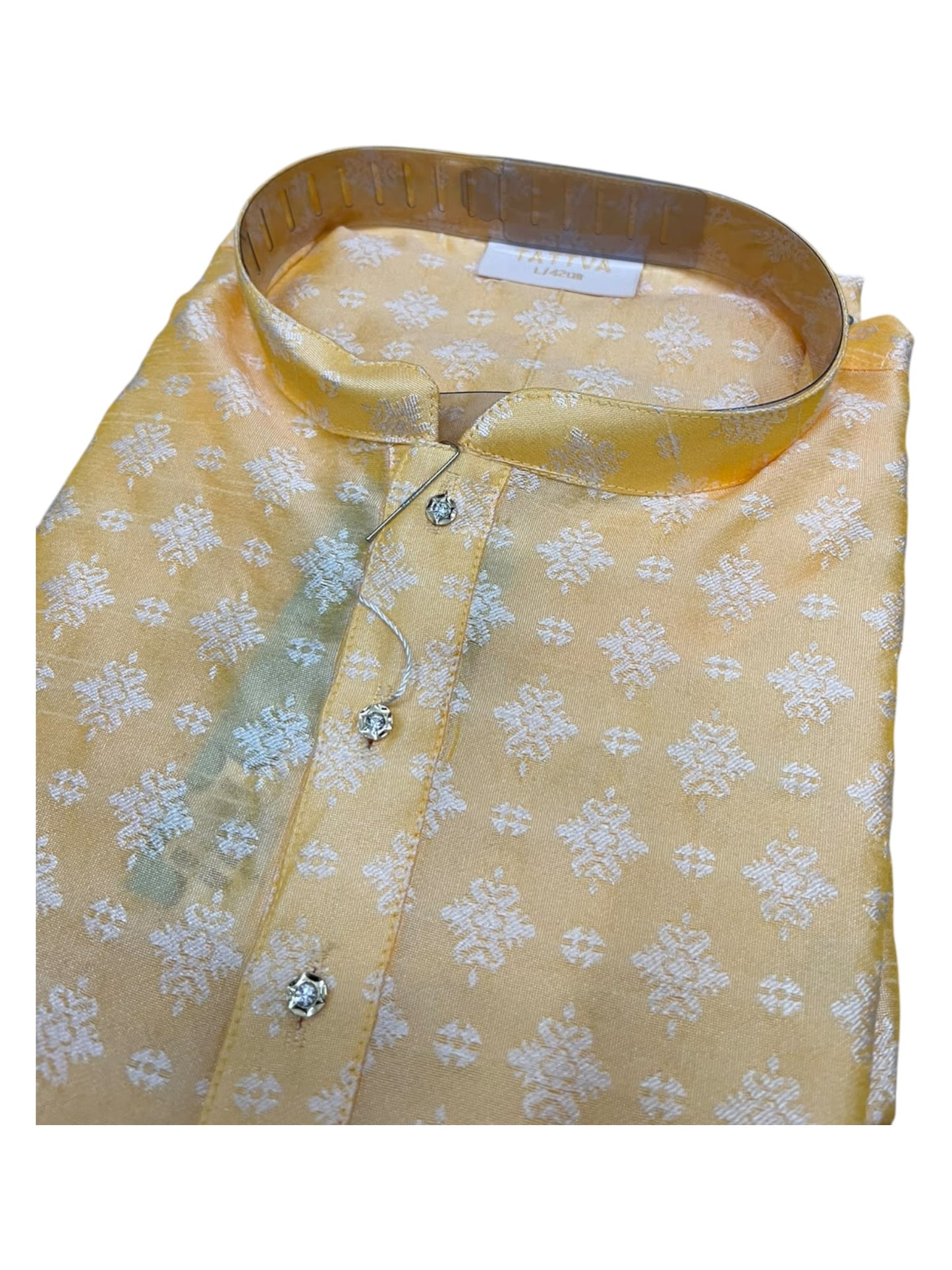 Southloom Yellow Woven Semi Silk Short Kurta for Men SL590