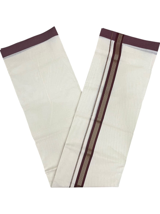 Southloom Pure Cotton Mundu with Golden Lines and Border (South Indian Kerala Dhoti)