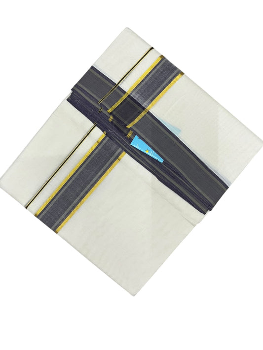 Southloom Pure Cotton Mundu with Golden Lines and Border (South Indian Kerala Dhoti)