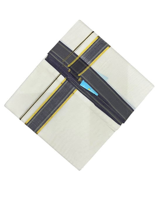 Southloom Pure Cotton Mundu with Golden Lines and Border (South Indian Kerala Dhoti)