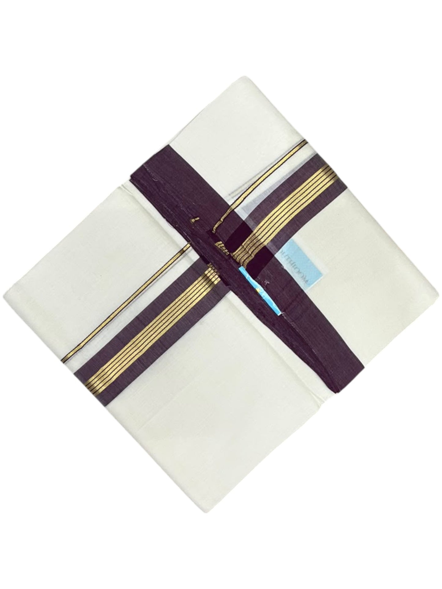 Southloom Balaramapuram Unakkupaavu Premium Handloom Cotton Double Mundu with Gold Kasavu and Border