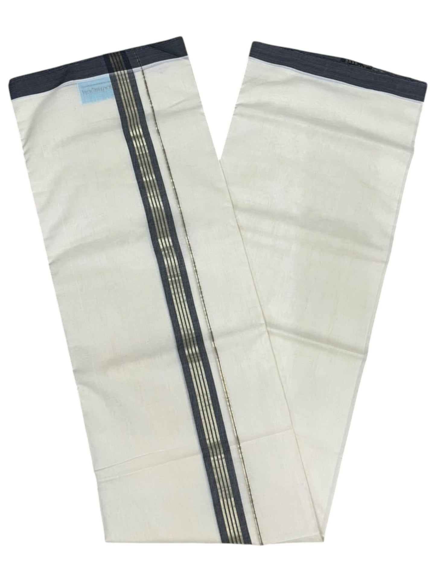 Southloom Balaramapuram Unakkupaavu Premium Handloom Cotton Double Mundu with Gold Kasavu and Border