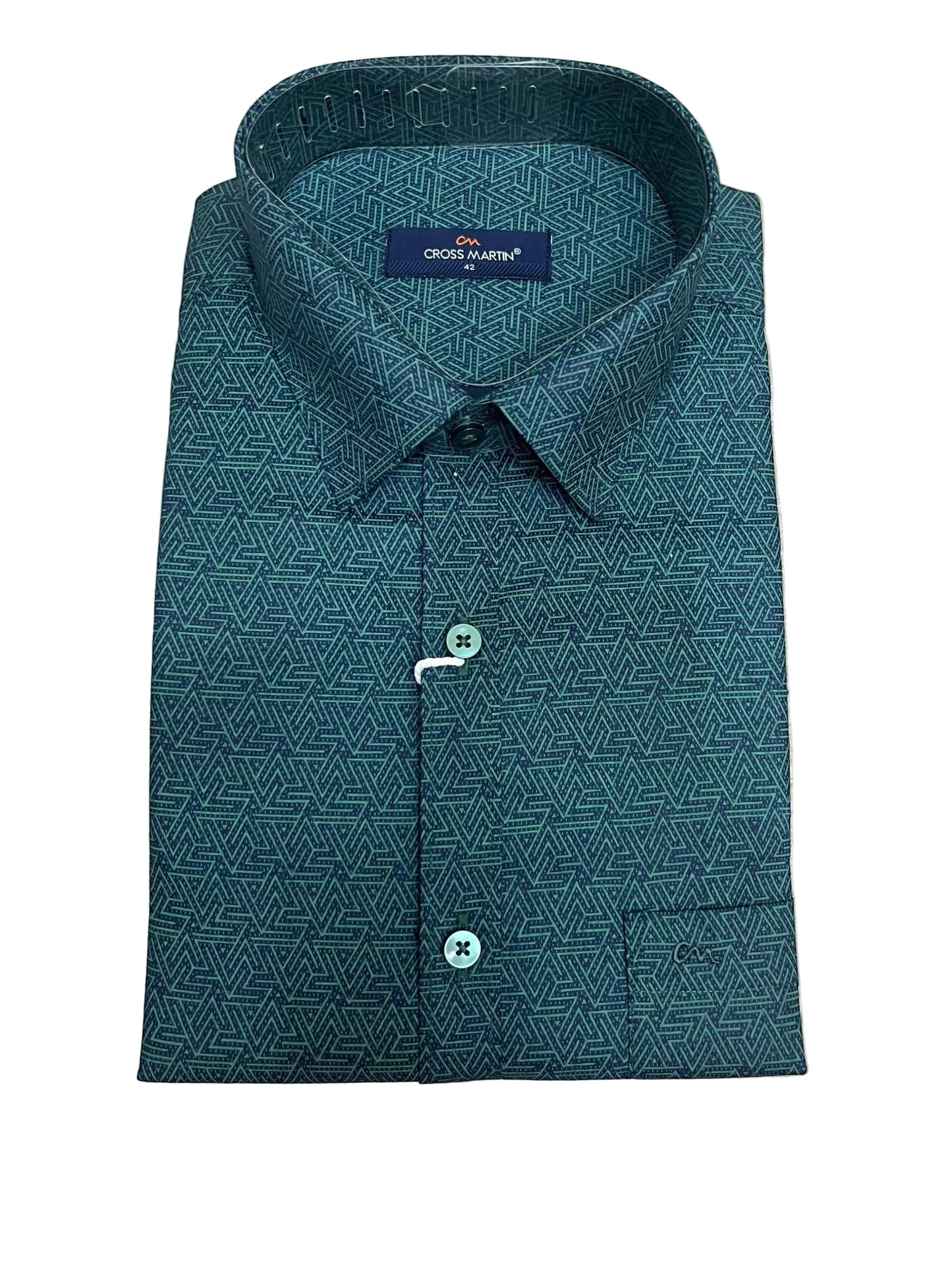 Southloom Pure Cotton Shirt with Green Printed SLSHIRT 42 FS